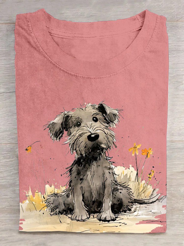 Loose Cotton Dog Casual T-Shirt