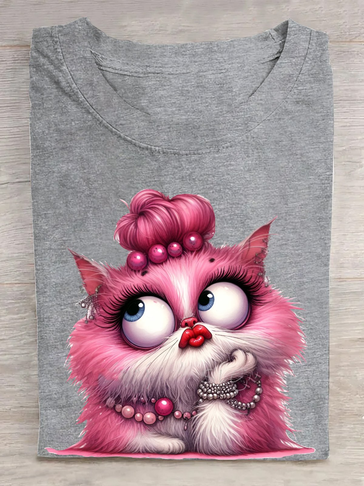 Glamorous Pink Cat Cotton T-Shirt