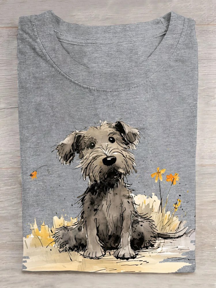 Loose Cotton Dog Casual T-Shirt