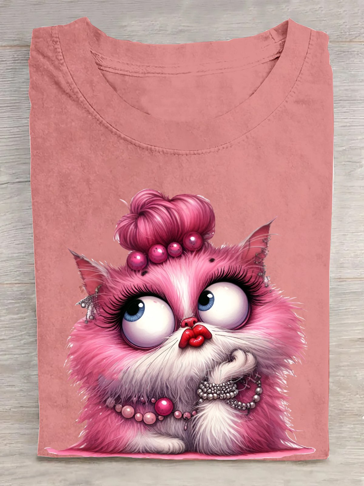 Glamorous Pink Cat Cotton T-Shirt