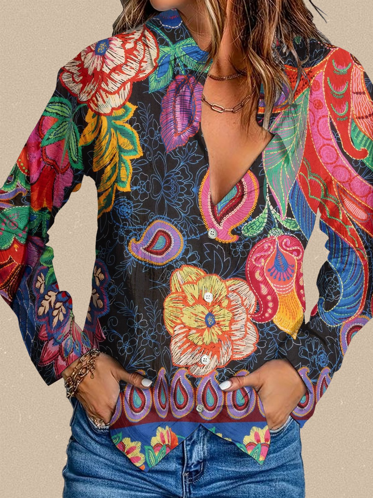 Women Printed Long Sleeve Shirt