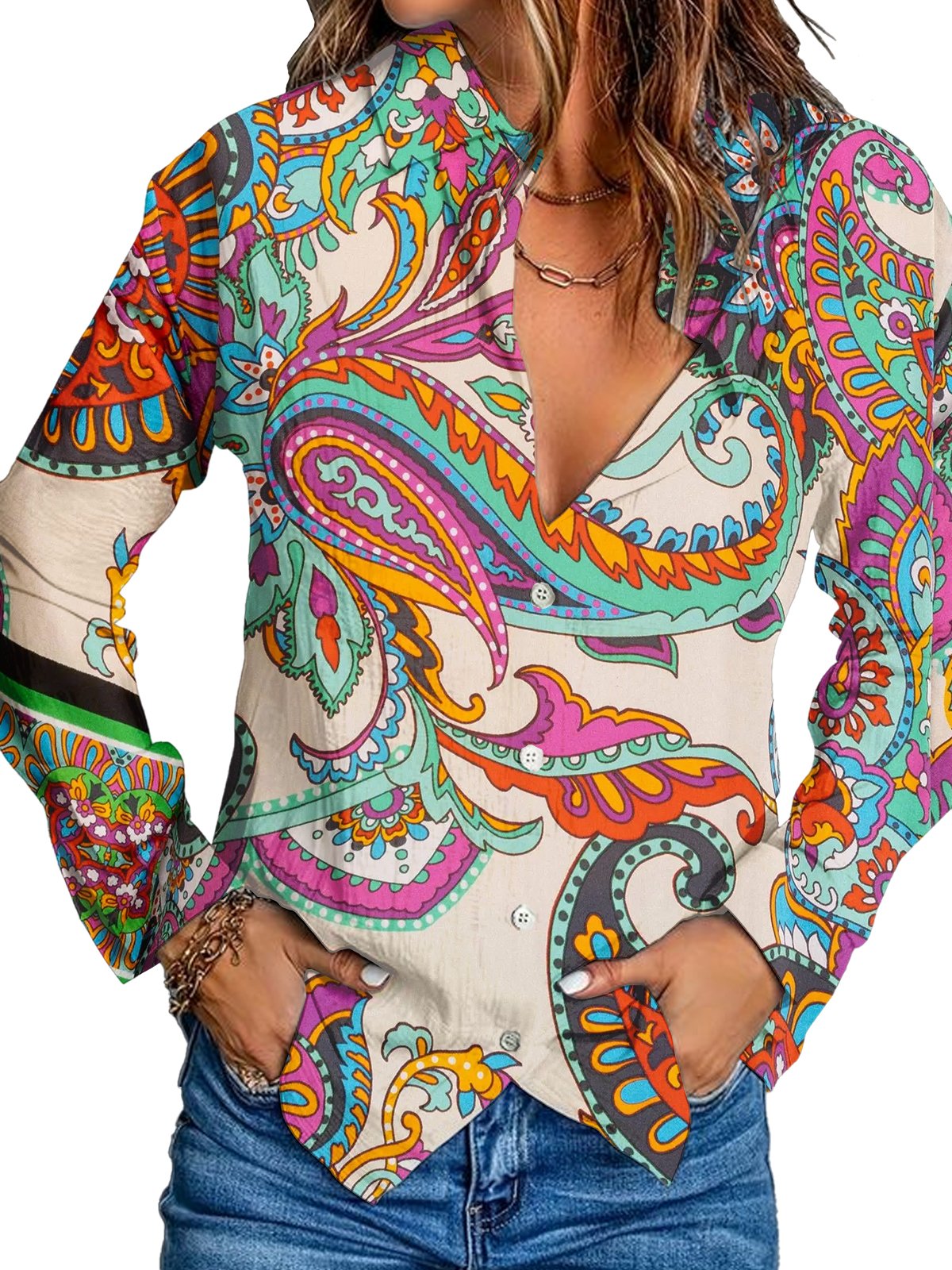 Women Printed Long Sleeve Shirt