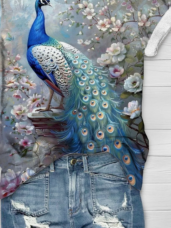 Casual Peacock Loose T-Shirt