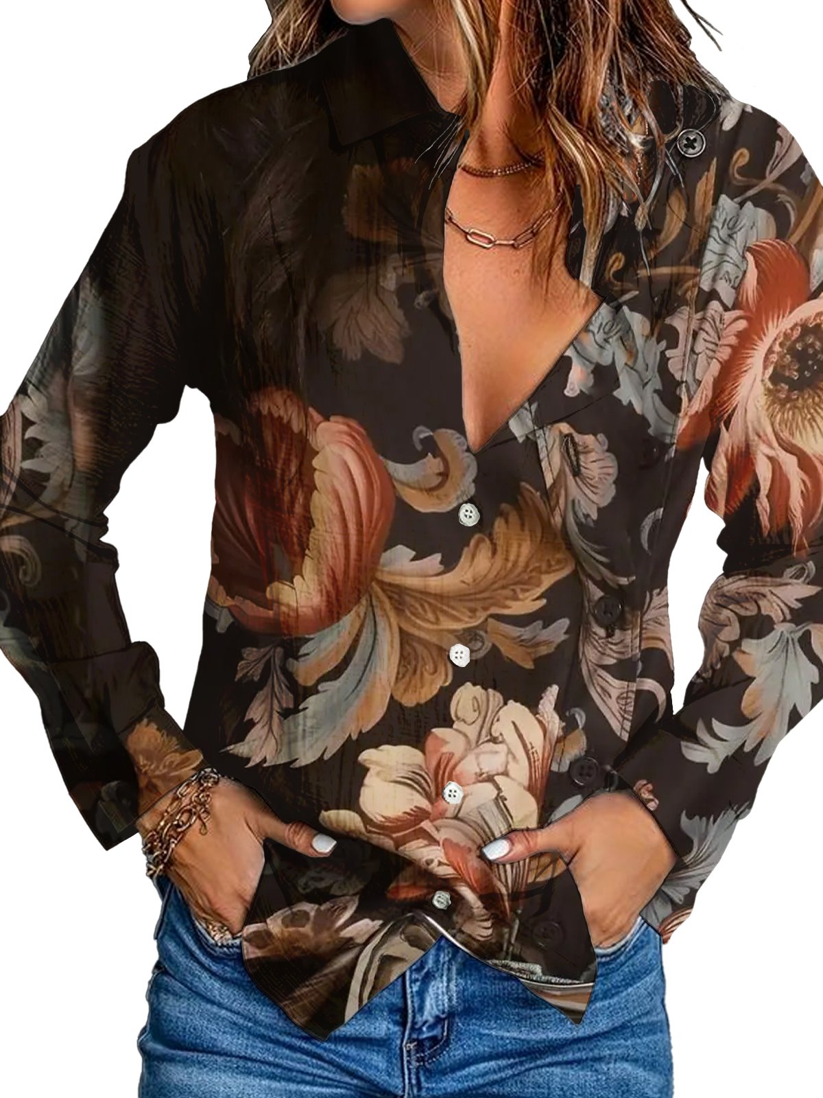 Women Printed Long Sleeve Shirt