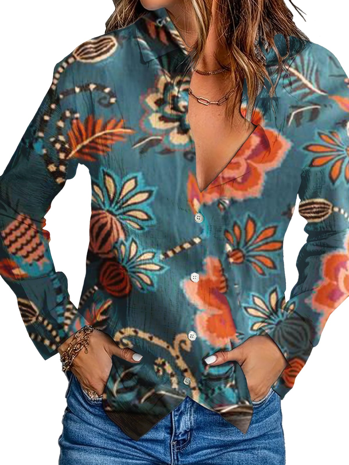 Women Printed Long Sleeve Shirt