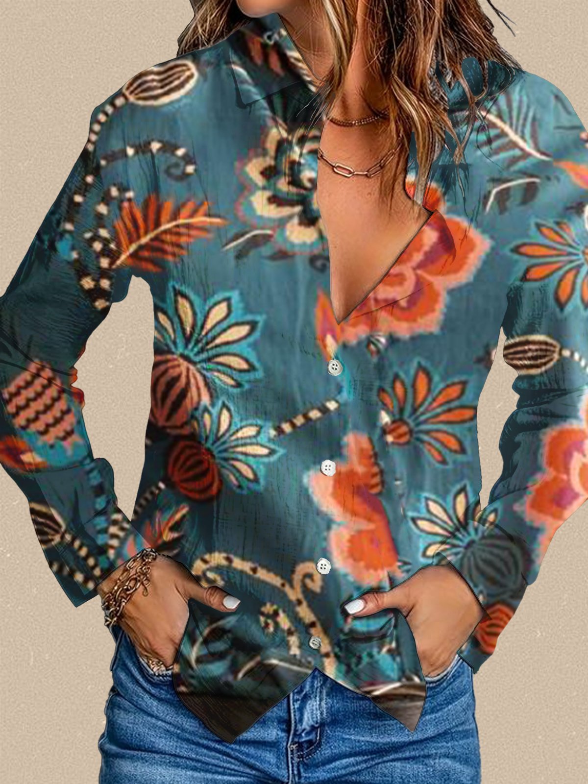 Women Printed Long Sleeve Shirt