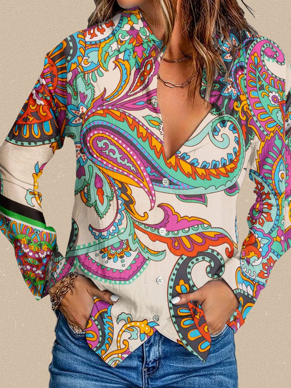 Women Printed Long Sleeve Shirt