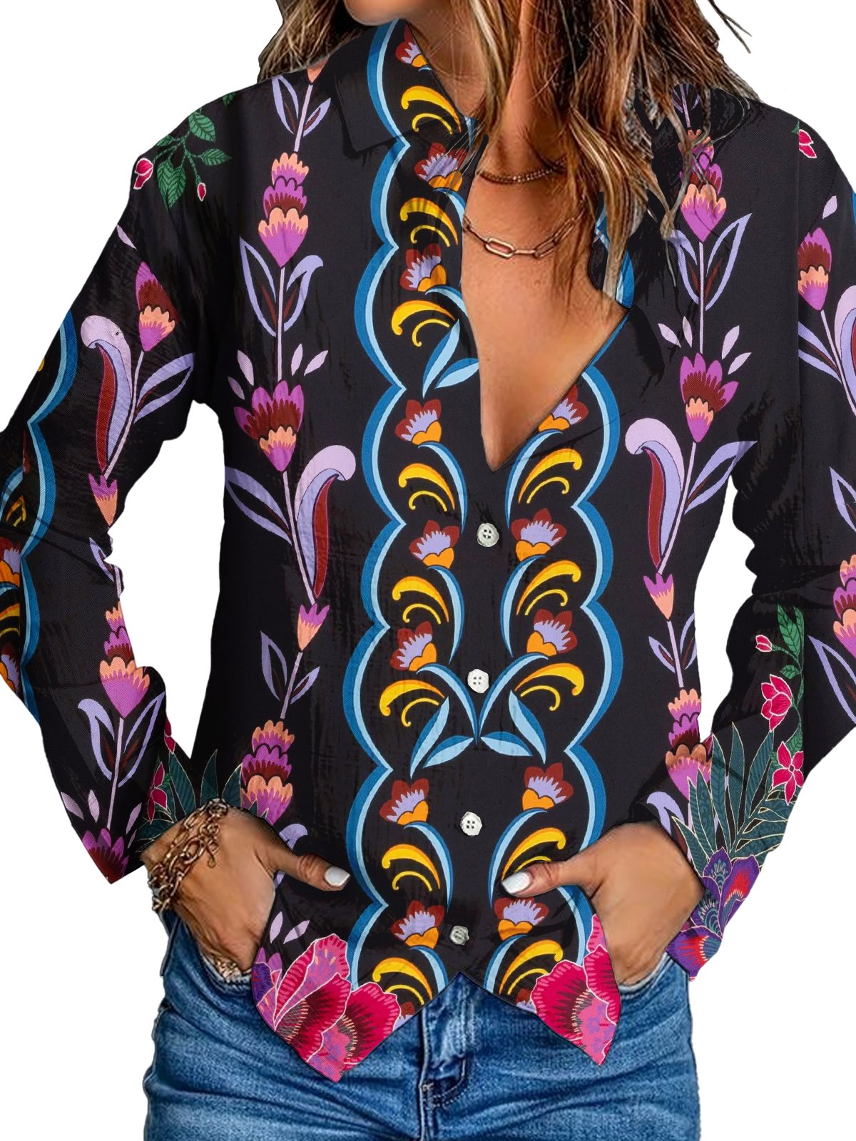 Women Printed Long Sleeve Shirt