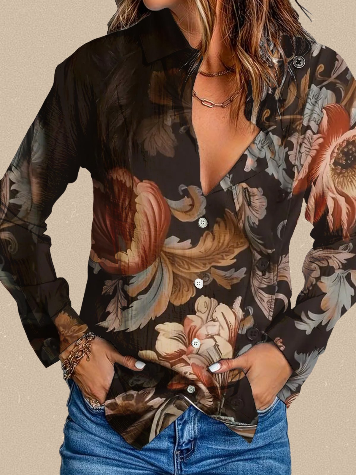 Women Printed Long Sleeve Shirt