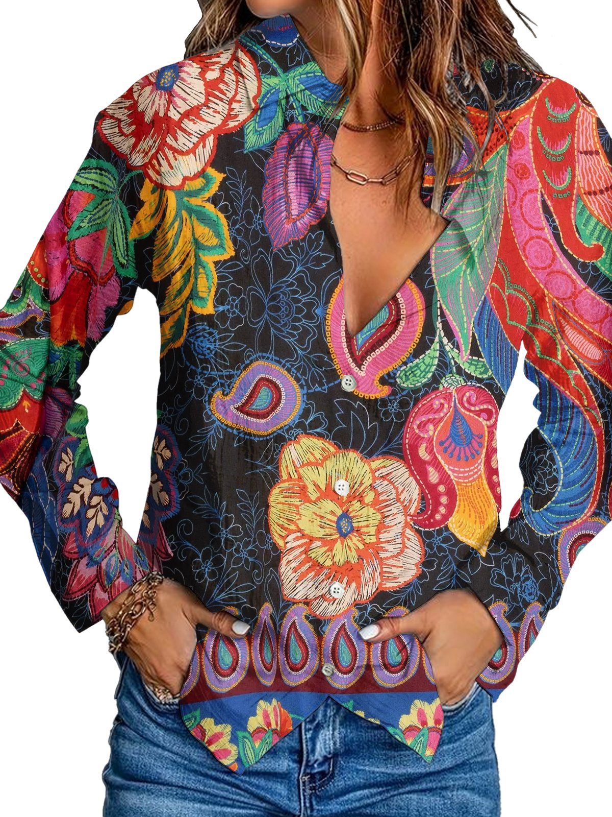 Women Printed Long Sleeve Shirt