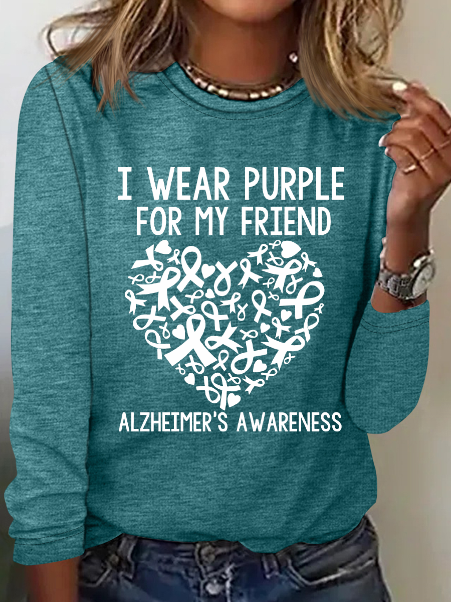 I Wear Purple Friend Alzheimer Casual Long Sleeve Shirt