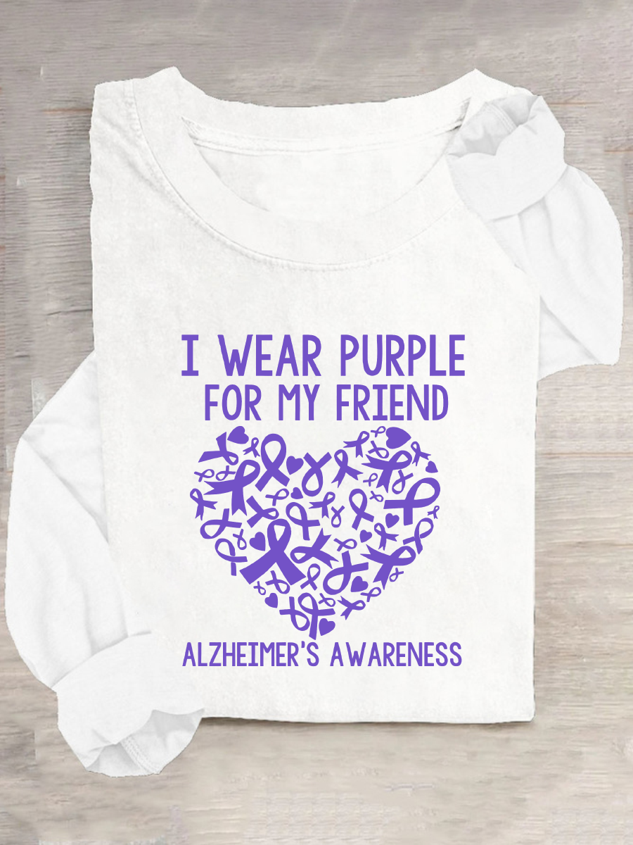 I Wear Purple Friend Alzheimer Casual Long Sleeve Shirt