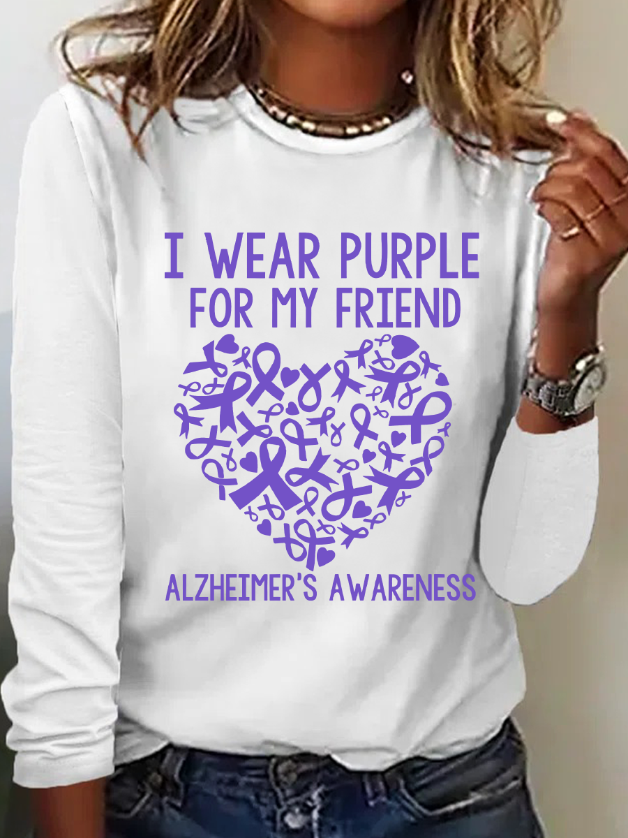 I Wear Purple Friend Alzheimer Casual Long Sleeve Shirt