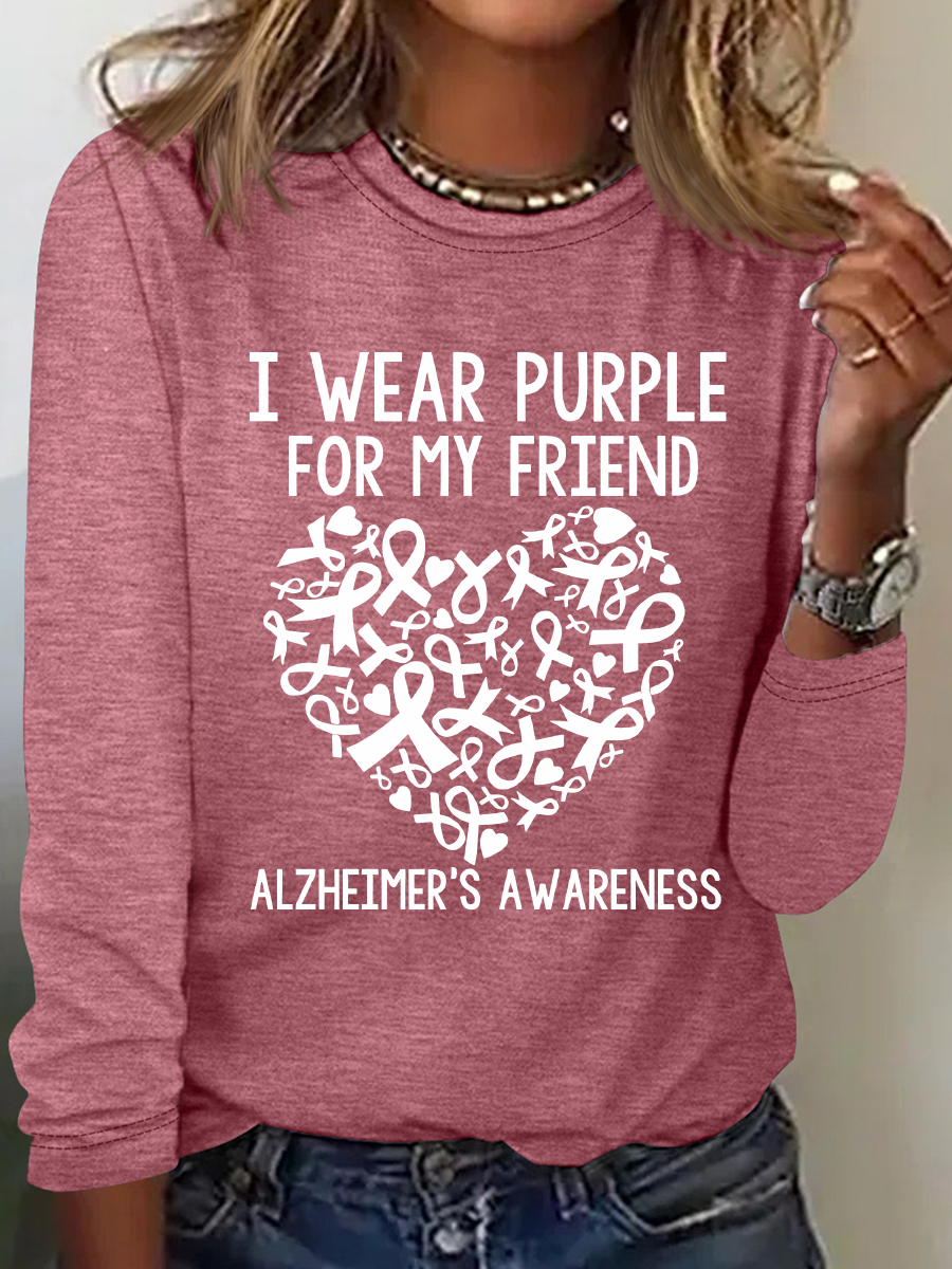 I Wear Purple Friend Alzheimer Casual Long Sleeve Shirt