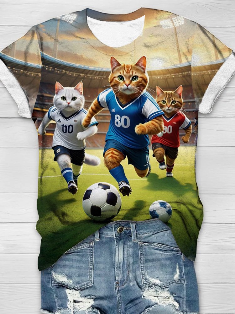 Olympic Cat Loose Jersey Casual T-Shirt