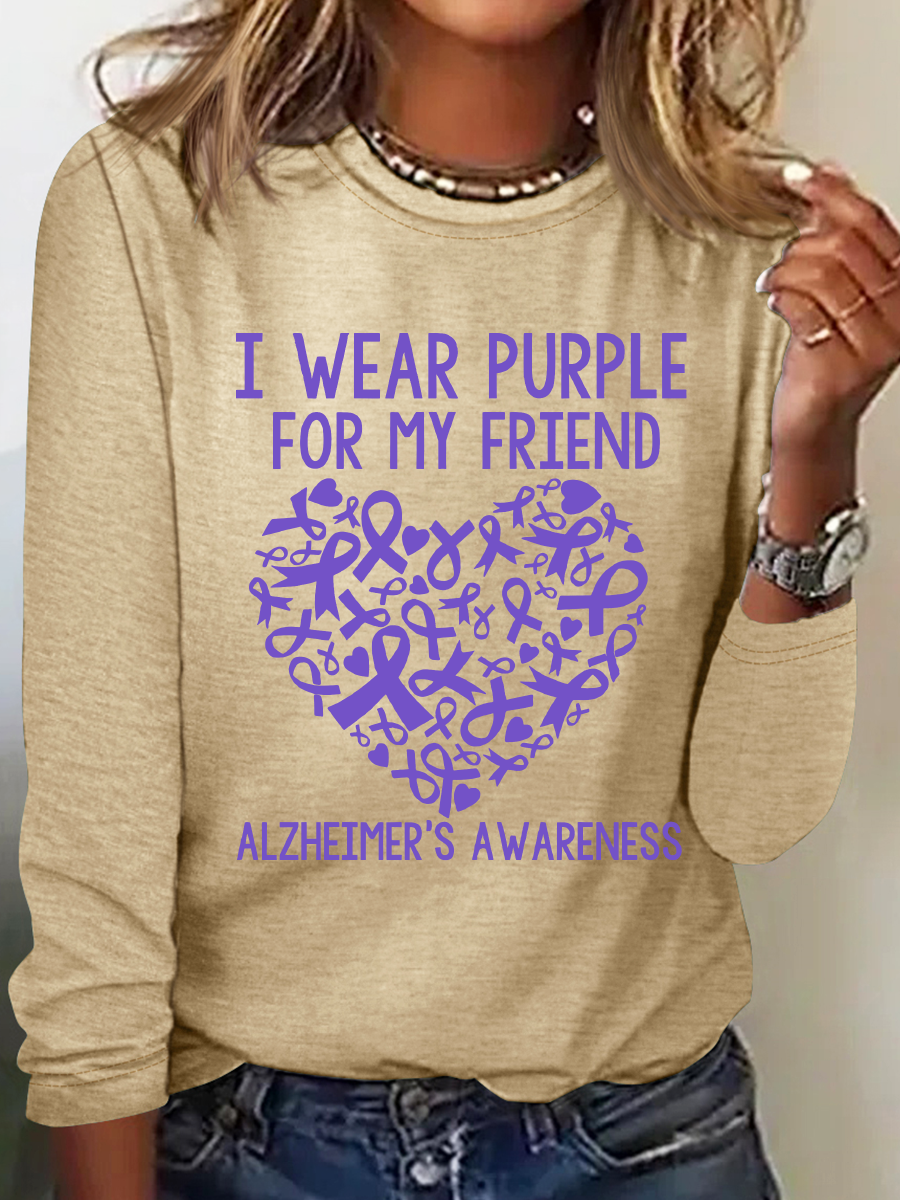 I Wear Purple Friend Alzheimer Casual Long Sleeve Shirt