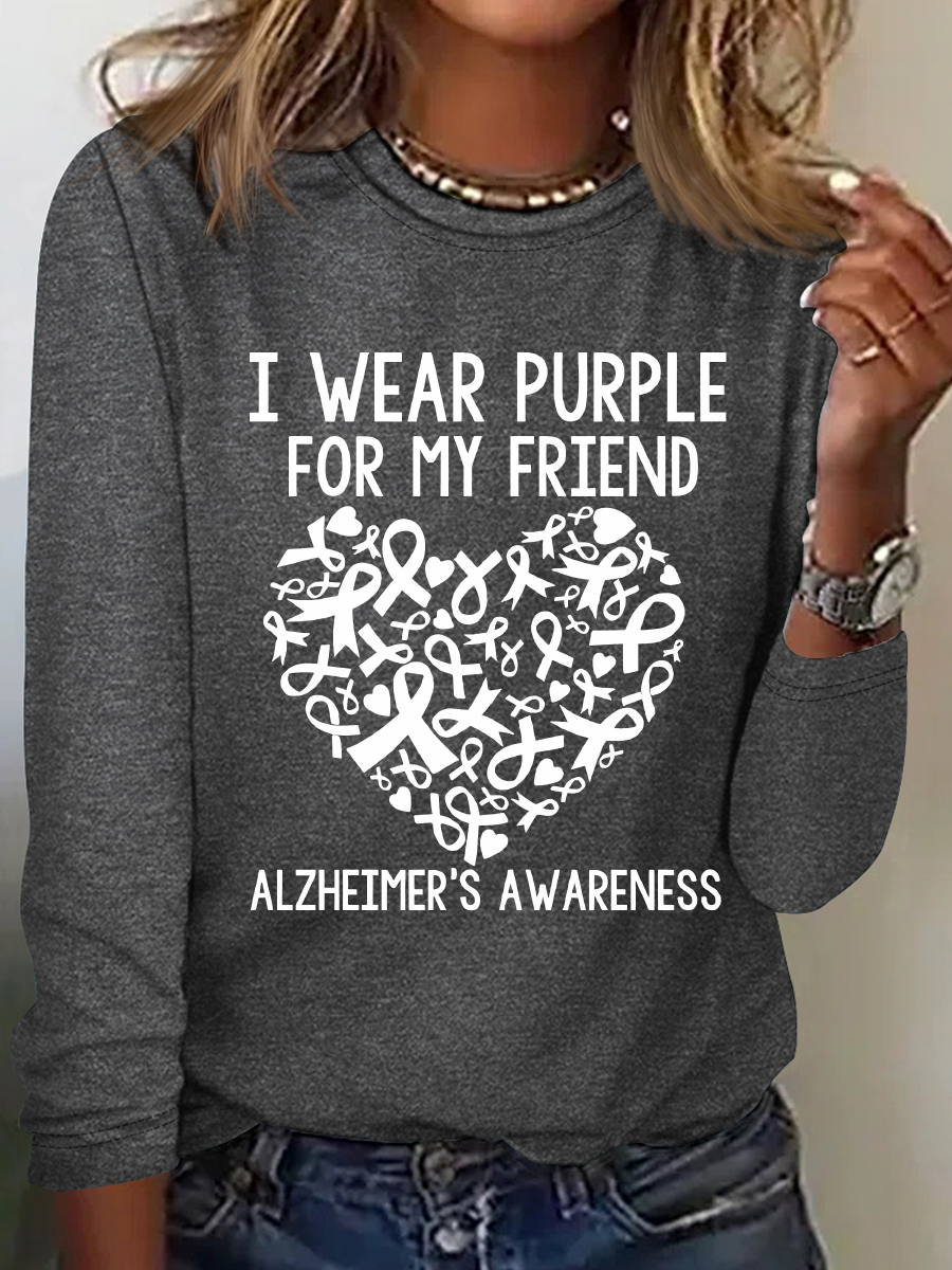 I Wear Purple Friend Alzheimer Casual Long Sleeve Shirt