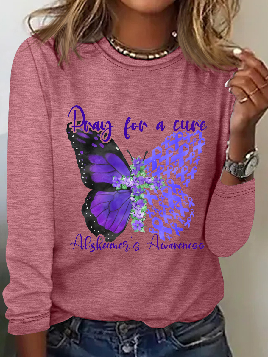 Pray For A Cure Alzheimer's Awareness Casual Long Sleeve Shirt