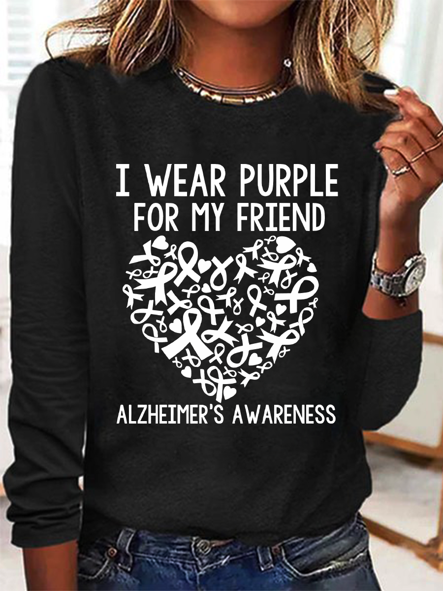 I Wear Purple Friend Alzheimer Casual Long Sleeve Shirt