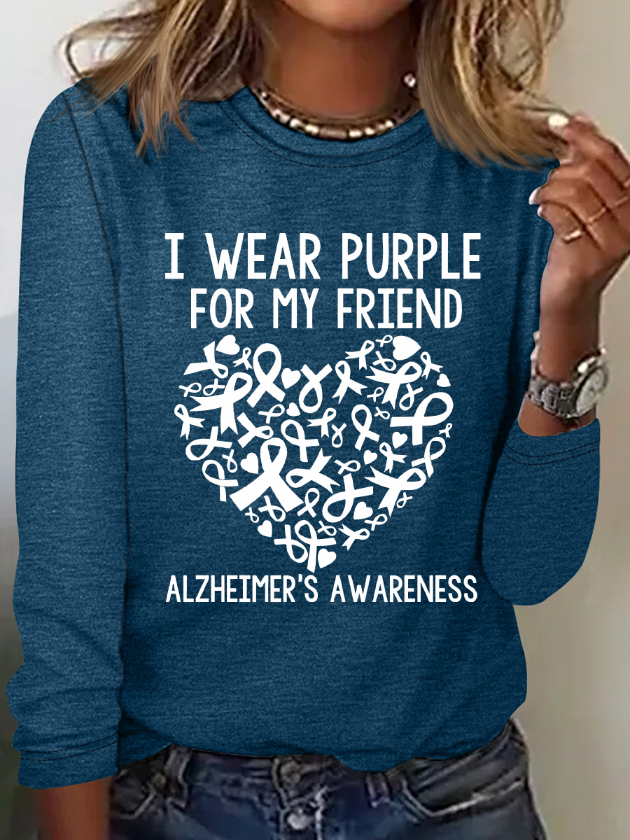 I Wear Purple Friend Alzheimer Casual Long Sleeve Shirt