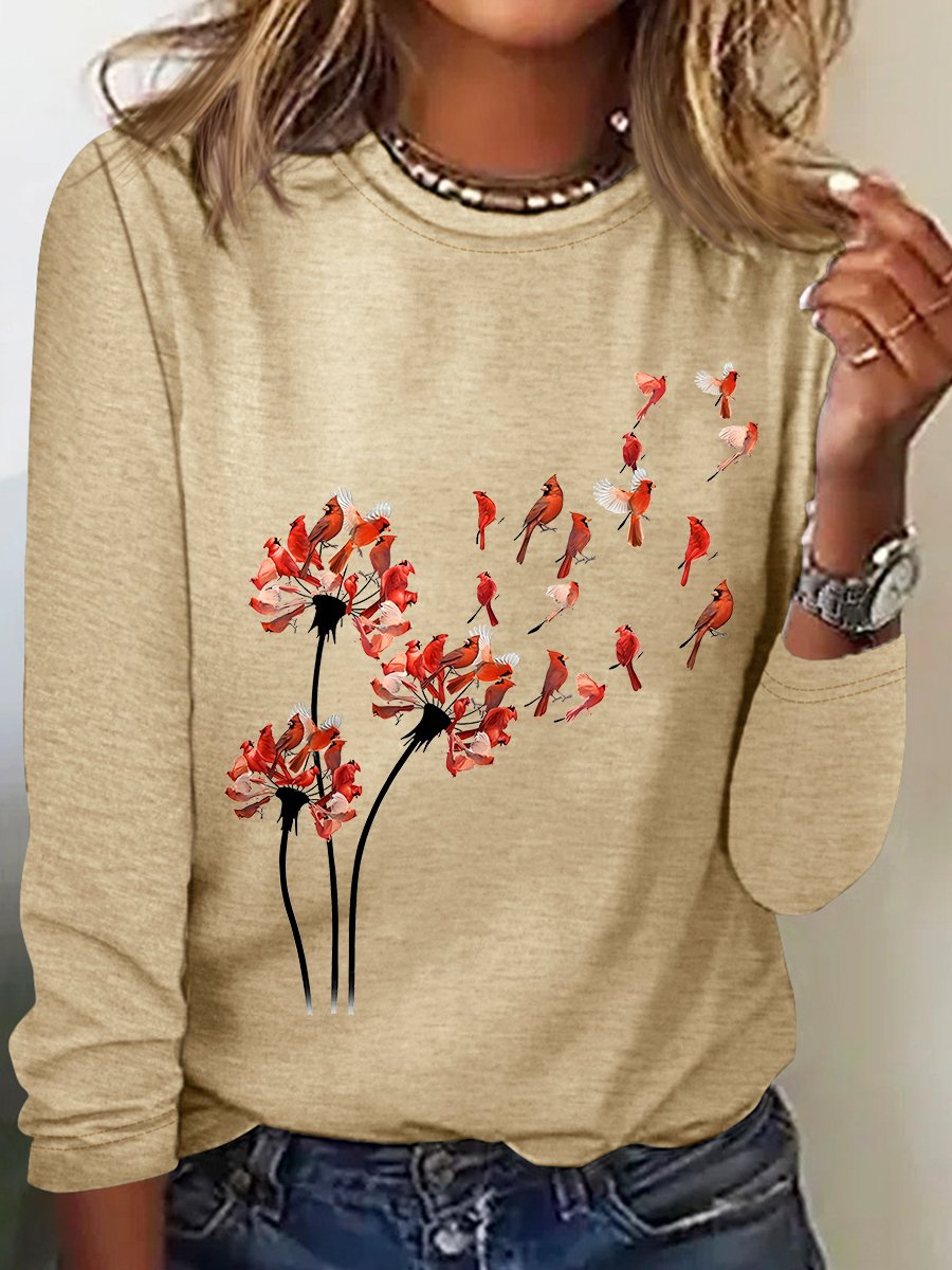 Red Cardinal Casual Long Sleeve Shirt