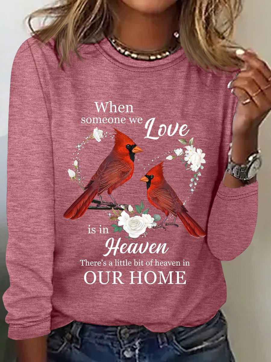 Best Family Memorial Cardinal Birds Shirt In Loving Memory Heaven In Home Casual Long Sleeve Shirt