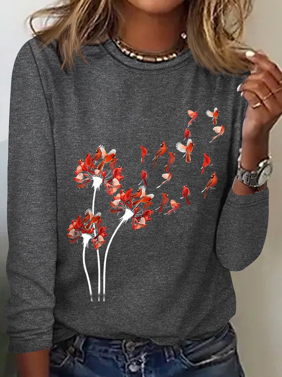 Red Cardinal Casual Long Sleeve Shirt