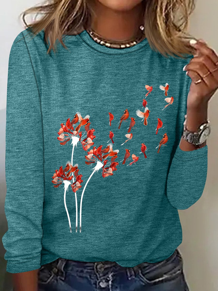 Red Cardinal Casual Long Sleeve Shirt