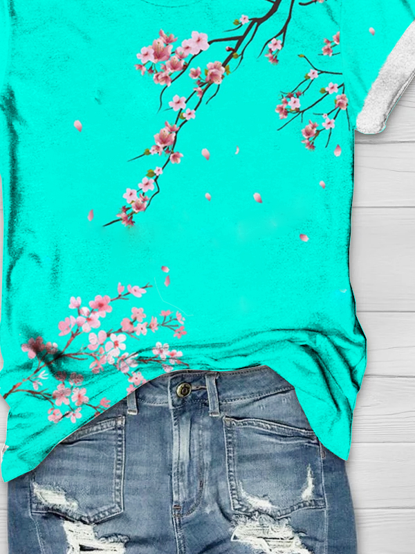 Loose Casual Floral Crew Neck T-Shirt