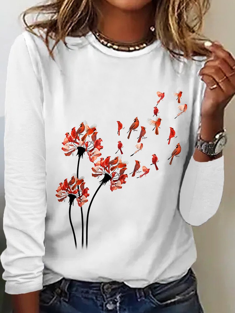 Red Cardinal Casual Long Sleeve Shirt