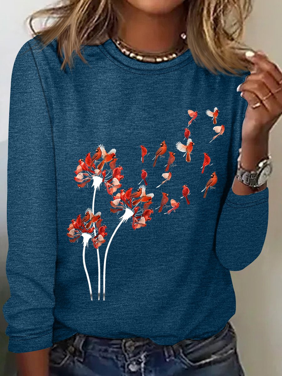 Red Cardinal Casual Long Sleeve Shirt