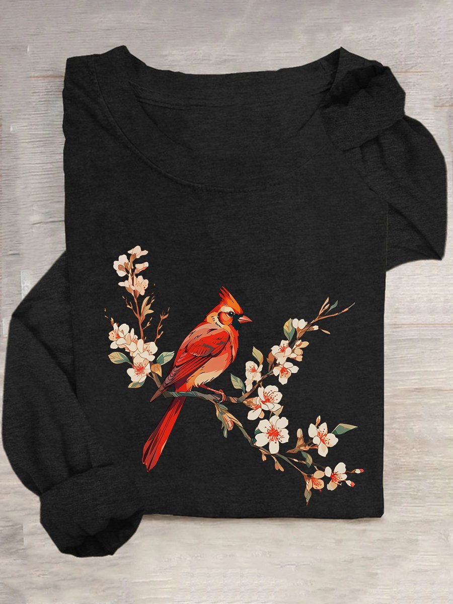 Cardinal Bird Casual Long Sleeve Shirt