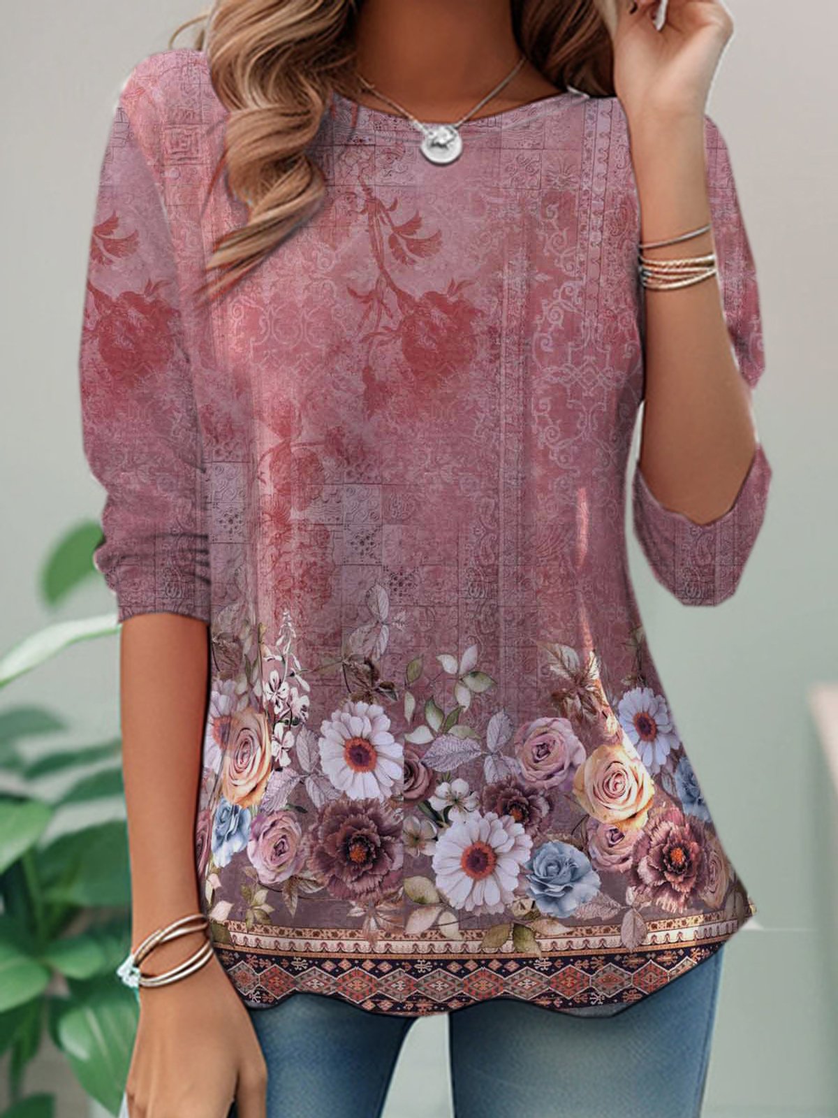 Jersey Floral Casual T-Shirt