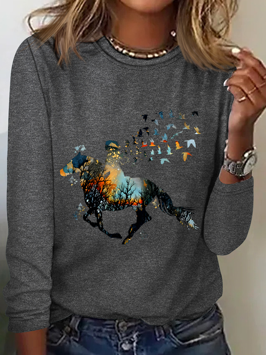 Just A Girl Who Loves Horses Casual Long Sleeve Shirt