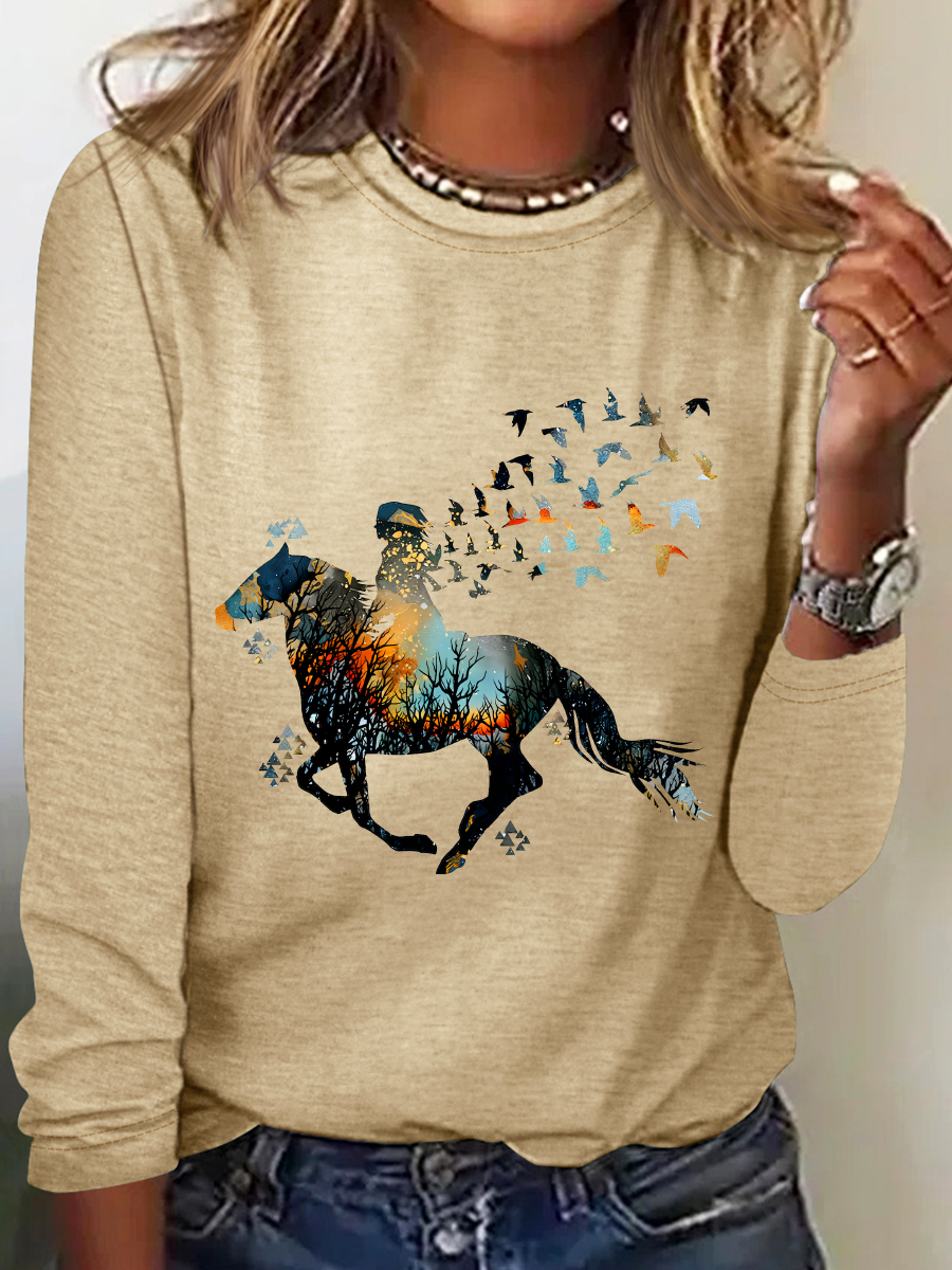 Just A Girl Who Loves Horses Casual Long Sleeve Shirt