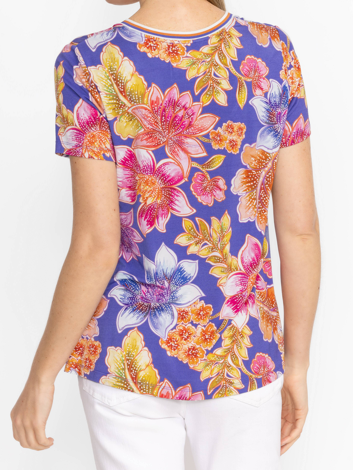 Women's V-neck Short Sleeve Pullover Retro Floral T-Shirt