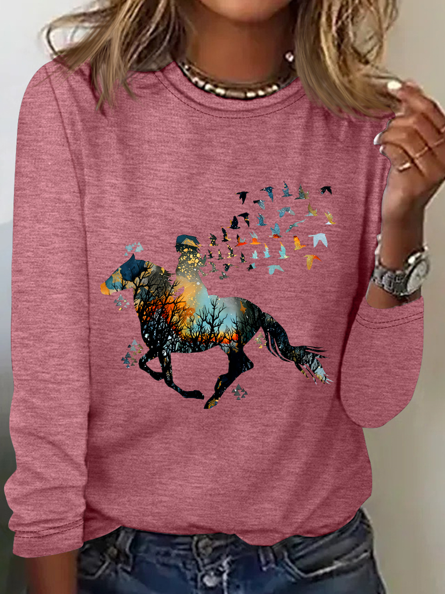 Just A Girl Who Loves Horses Casual Long Sleeve Shirt