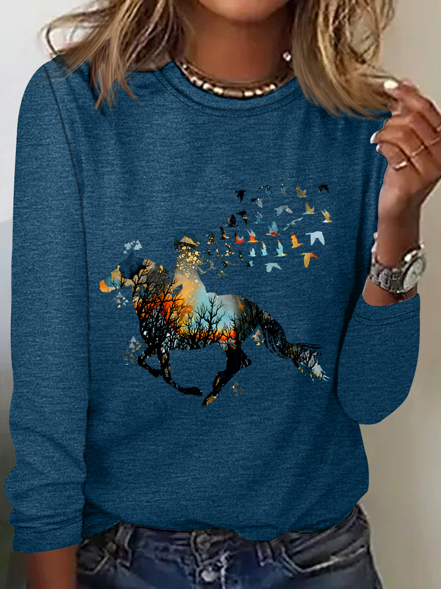 Just A Girl Who Loves Horses Casual Long Sleeve Shirt