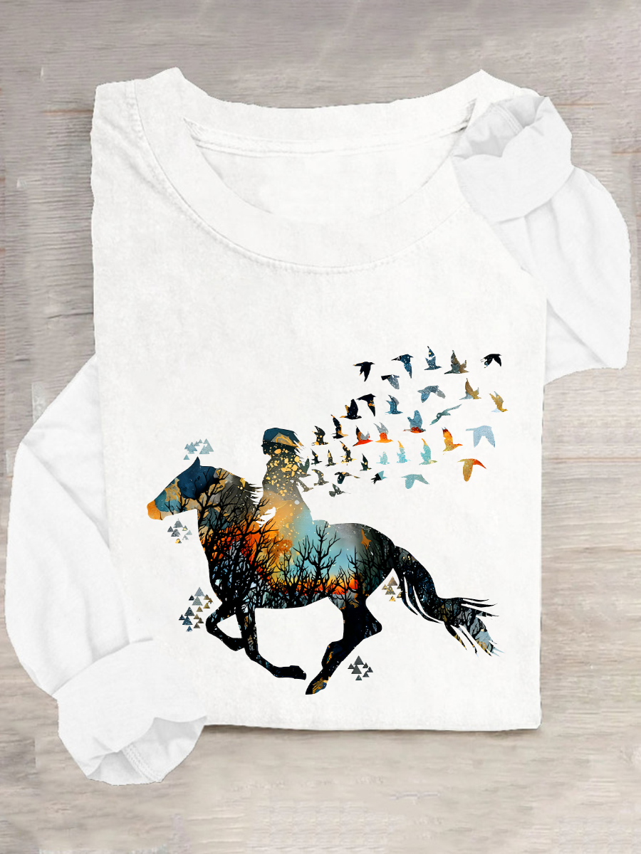 Just A Girl Who Loves Horses Casual Long Sleeve Shirt