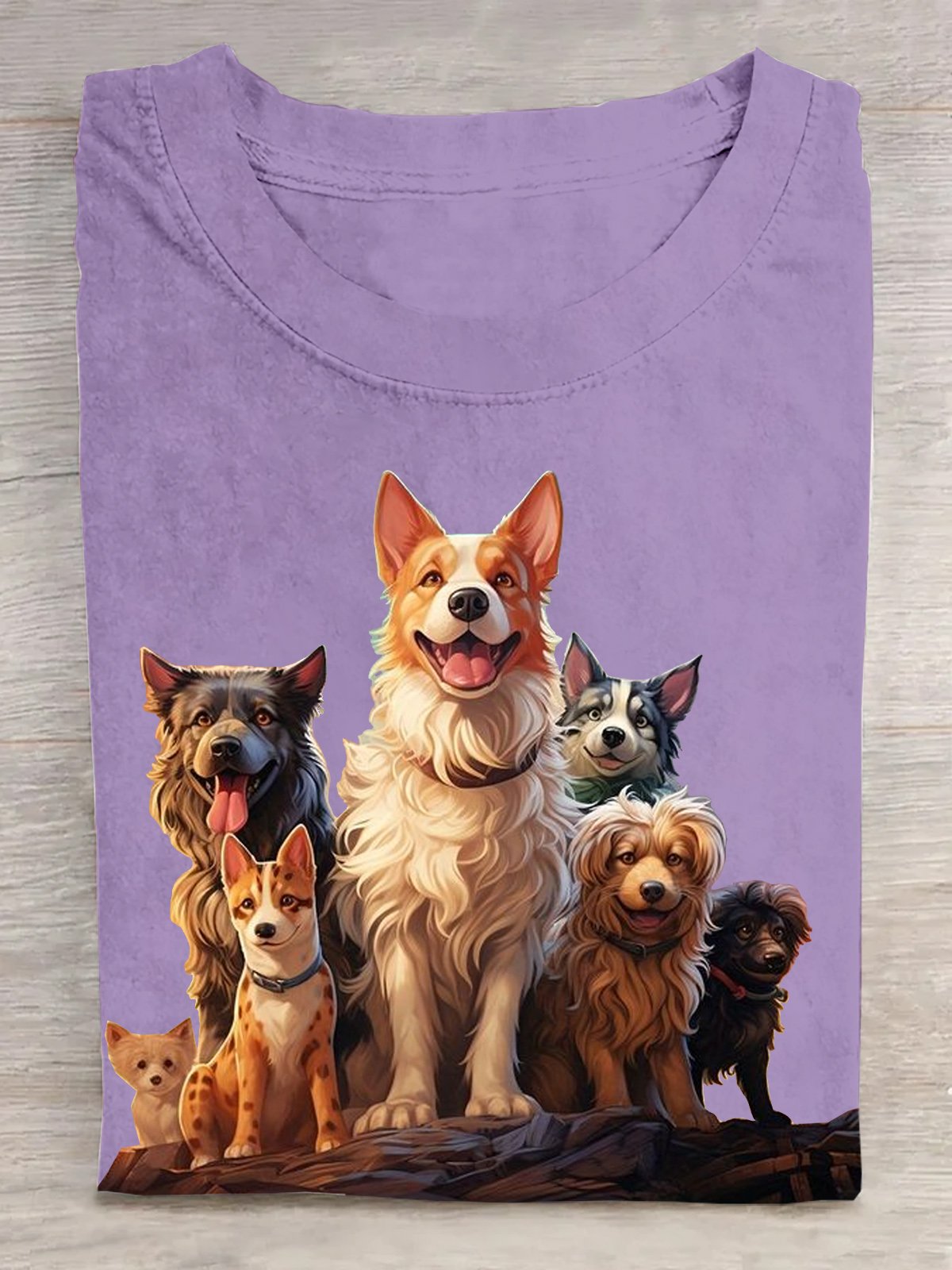 Cotton Casual Crew Neck Dog T-Shirt