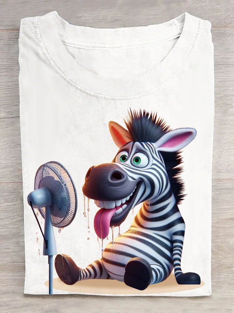 Funny Zebra Printed Round Neck Casual T-shirt