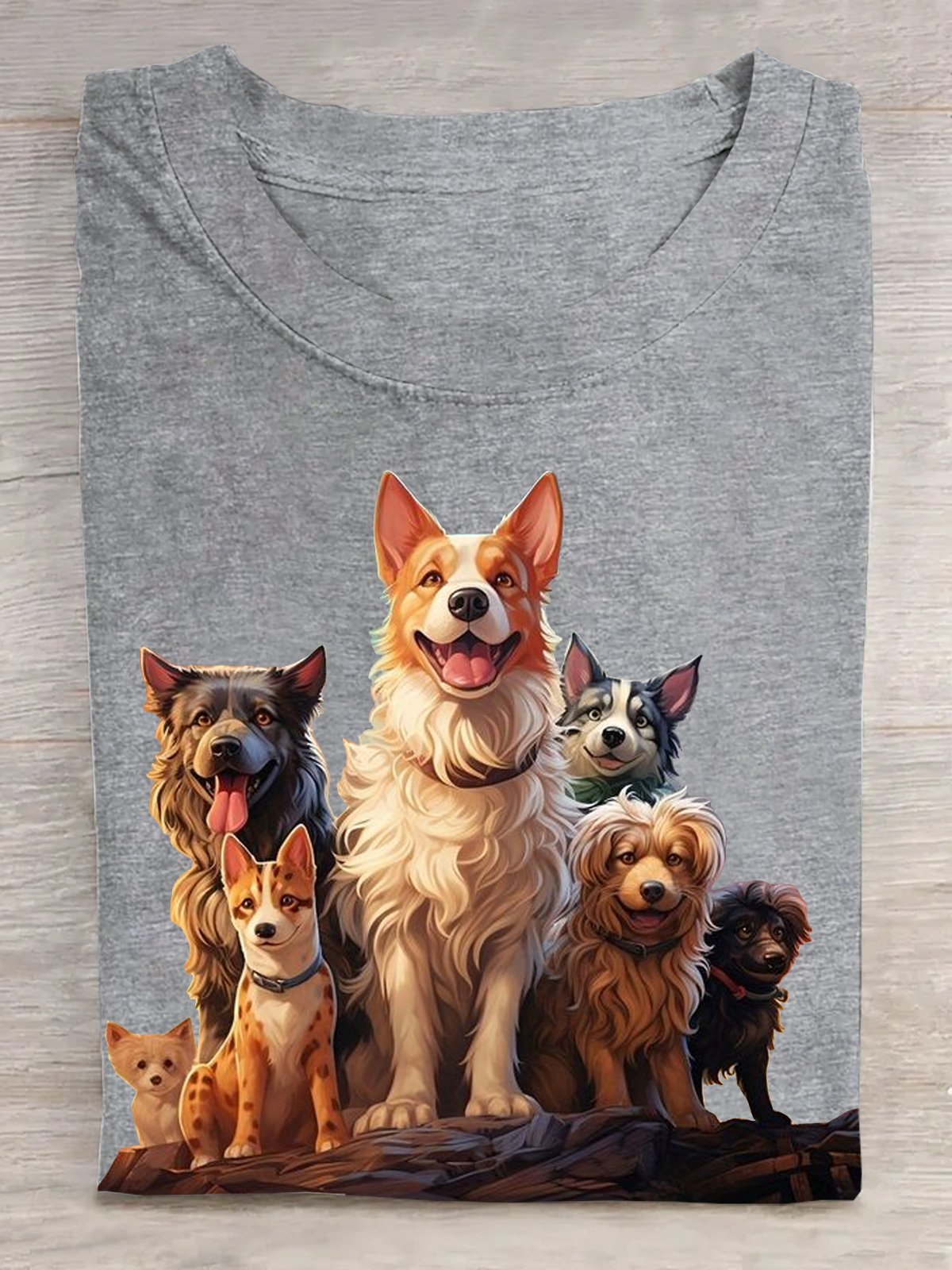 Cotton Casual Crew Neck Dog T-Shirt