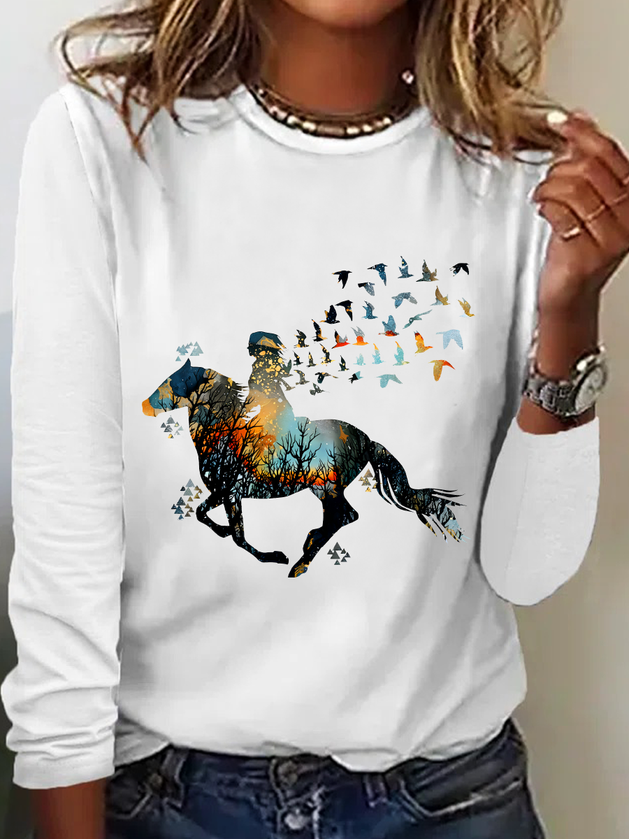 Just A Girl Who Loves Horses Casual Long Sleeve Shirt