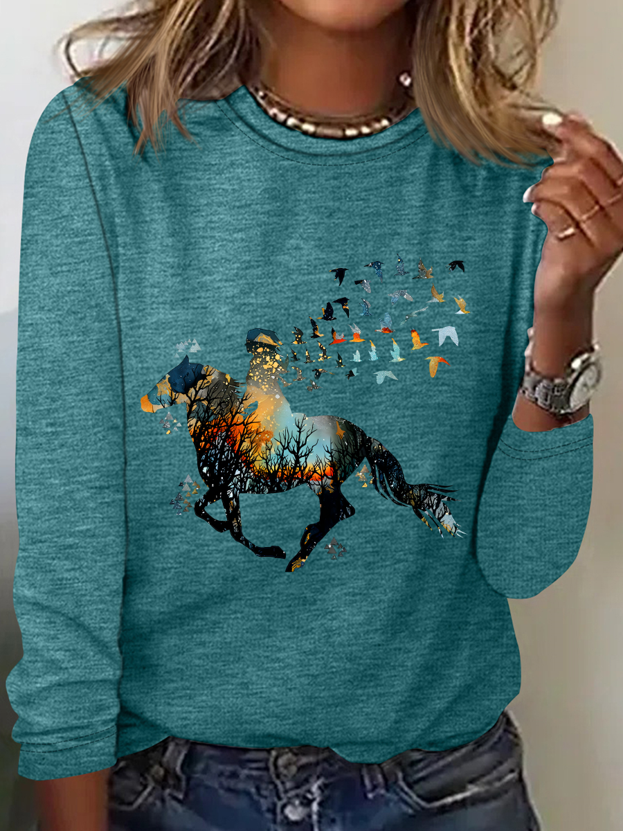 Just A Girl Who Loves Horses Casual Long Sleeve Shirt