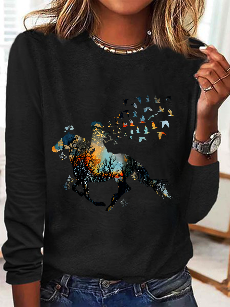 Just A Girl Who Loves Horses Casual Long Sleeve Shirt