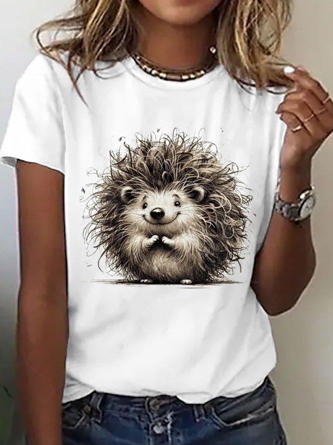 Casual Crew Neck Animal T-Shirt